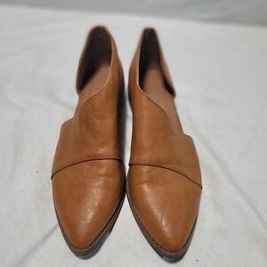 Cushionaire Women Tan Faux Leather Pointed Toe DOrsay Flats Shoes Size 9